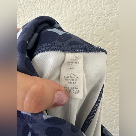 Aerie Offline Blue Leopard Print High Rise Athletic Yoga Goals 7/8 Leggings S - Picture 4 of 6